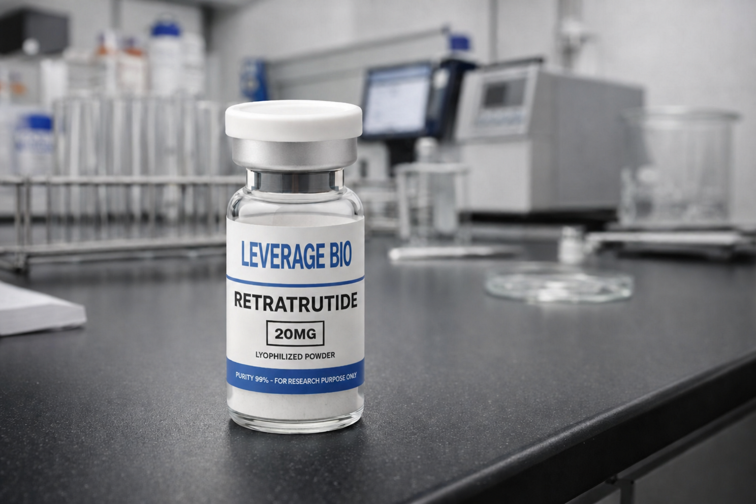 Leverage Bio Australia research environment – vial on laboratory bench